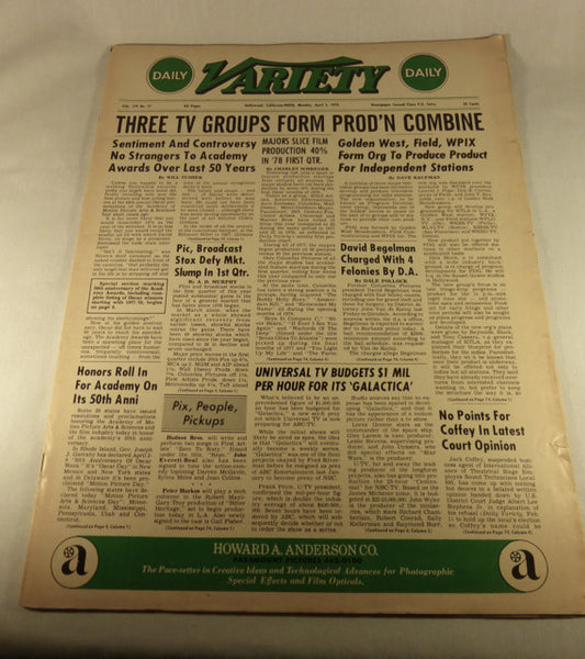 Variety Magazine, "Academy Awards 50th Anniversary Issue" April 3, 1978
