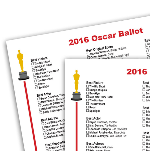 FREE Printable 2016 Oscar Ballot