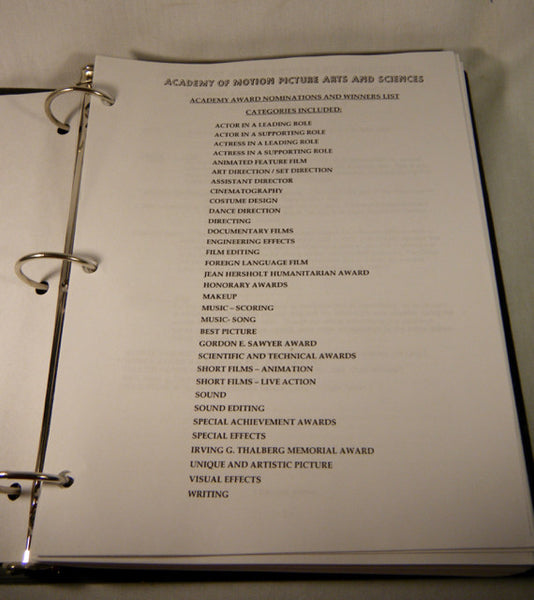 "Academy Awards Nominations and Winners" Book/Binder